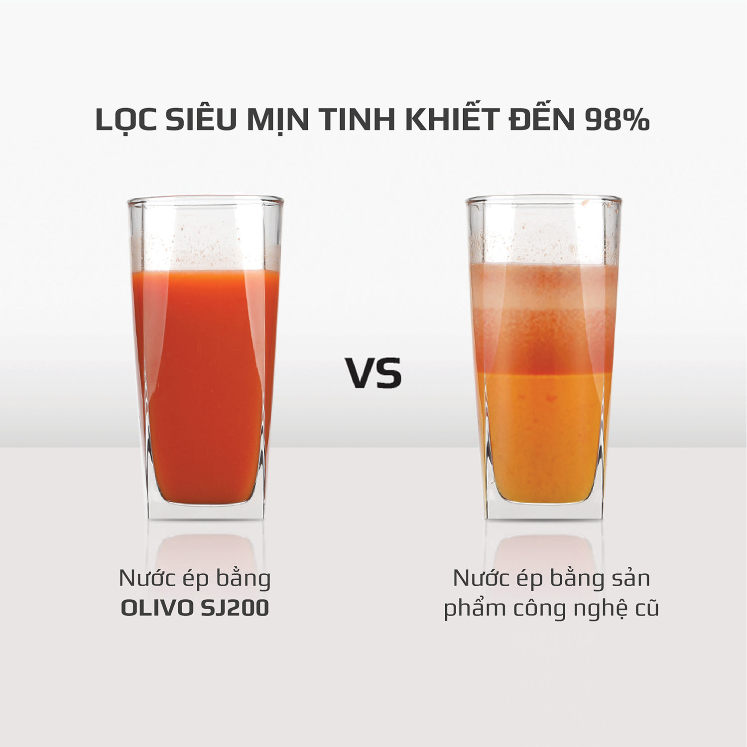 So sánh nước ép bằng máy ép chậm SJ200 và nước ép bằng máy ép công nghệ cũ