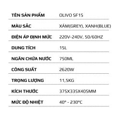 Nồi chiên hơi nước olivo sf15-038
