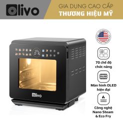 Nồi Chiên Hấp Đa Năng OLIVO SF1600 - Phiên bản Đặc Biệt cao cấp nhất, Màn hình OLED hiện đại, 70 chế độ cài sẵn, Dung tích 16L, Vệ sinh dễ dàng