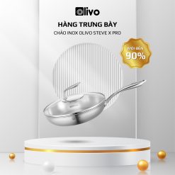 Chảo INOX OLIVO STEVE X PRO - Chống Dính Tự Nhiên, Đáy 5 Lớp, Đường Kính 24cm – Nấu Được Trên Mọi Loại Bếp - Hàng Trưng Bày