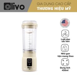 Máy Xay Sinh Tố Cầm Tay OLIVO PB02 - Pin Sạc Bền Bỉ - Nắp Đế Thay Thế - Quai Cầm Tiện Lợi - Dễ Dàng Vệ Sinh - Dung Tích 500ML - Công Suất 100W