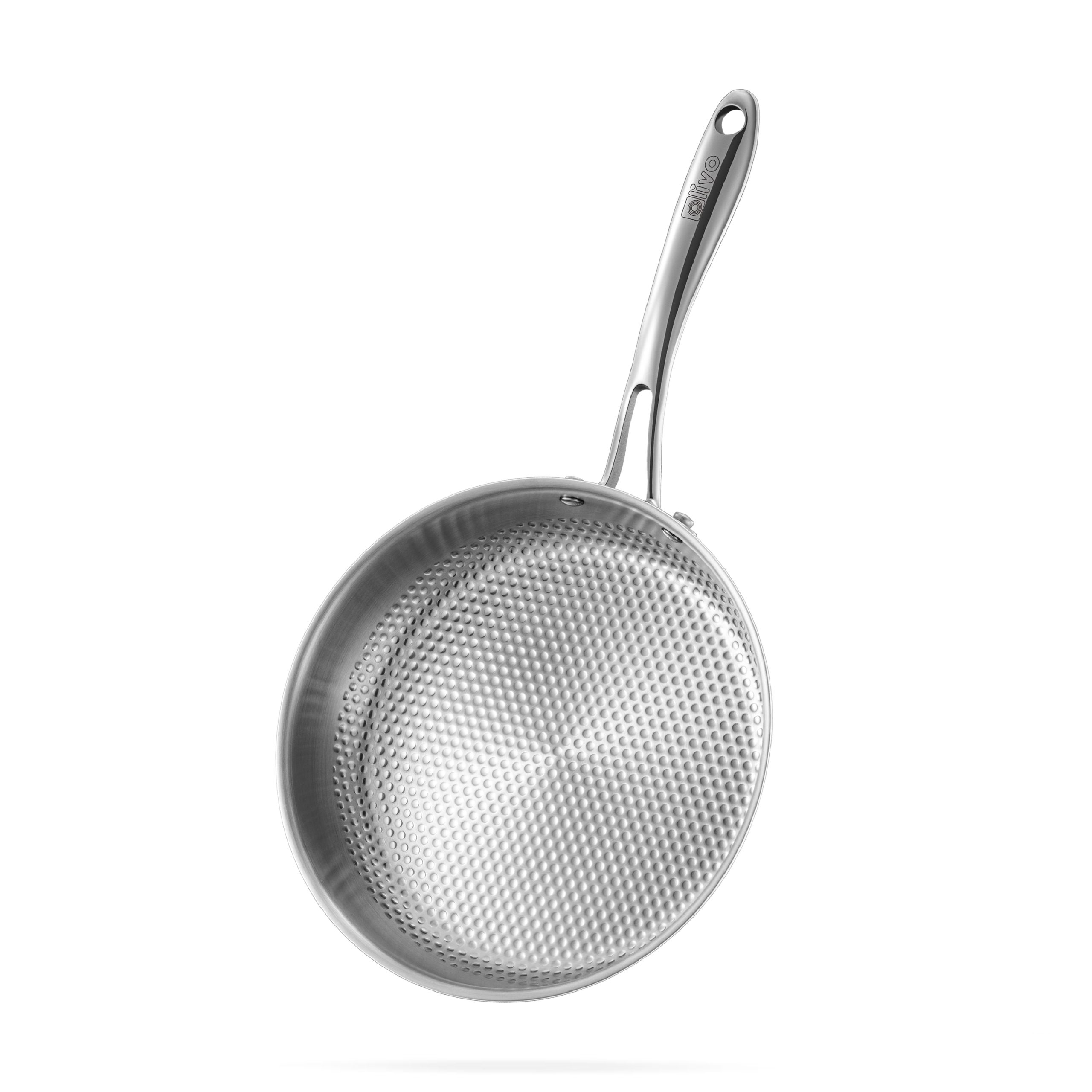 Chảo INOX OLIVO STEVE 2455 PRO - Lòng Chảo Vân Tròn - Chống Dính Tự Nhiên - Đường Kính 24Cm - Sâu Lòng 5.5Cm - Nấu Được Trên Mọi Loại Bếp