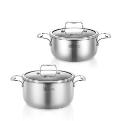 Bộ 2 Nồi OLIVO DAVINCI - Đa Dạng Kích Thước - Inox 3 Lớp - Nắp Kính Cường Lực - Nấu Được Trên Mọi Loại Bếp