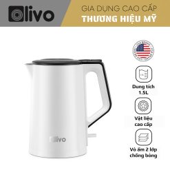 Ấm Siêu Tốc OLIVO EK200 – Màu Trắng Đen Hiện Đại, Lòng Ấm Inox 304, Bảo Vệ 4 Lớp, Dung Tích 1.5L, Công Suất Lớn 1500-1800W
