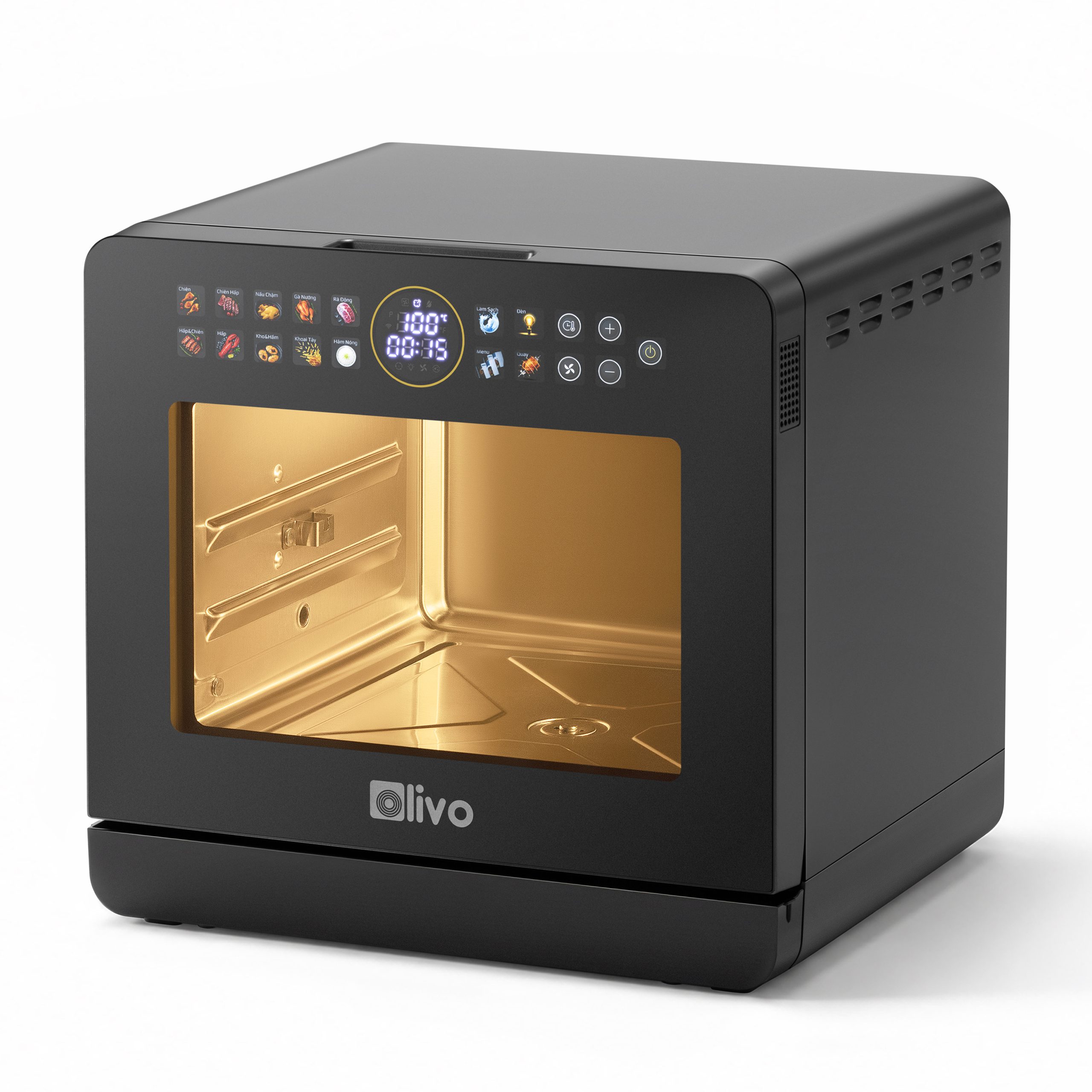 Nồi Chiên Hấp Đa Năng OLIVO SF1800 ULTRA - Dung Tích 18L - Công Nghệ Hấp GreenSteam/Chiên Eco Fry, 100 Chế Độ Cài Sẵn, Đột Phá Chiên Hấp Đa Giai Đoạn, Màu Titanium, Bảng Điều Khiển OLED Cao Cấp